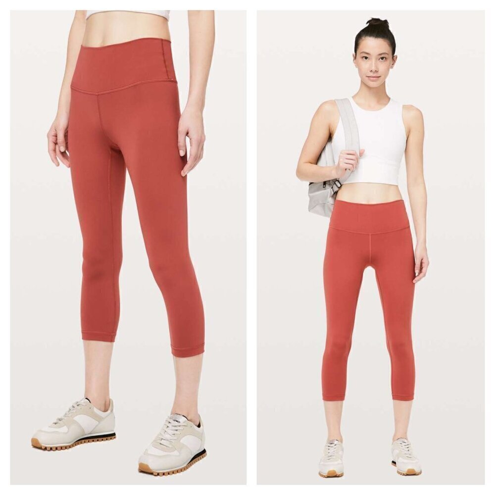 Lululemon Wunder Under Crop High Rise Full-On Luxtreme 21" Brick Red Women's 6